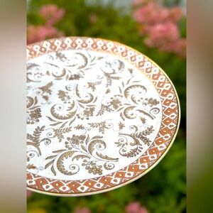 VINTAGE scrolled Brown and Cream Decorative Plate